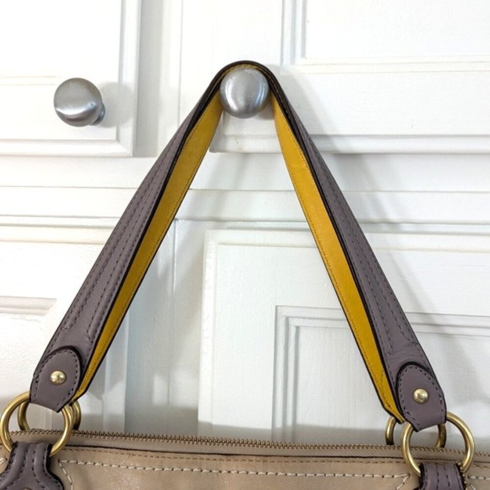 Coach Poppy Halie Cappuccino/Oyster Glam Shoulder Tote Bag - Picture 3 of 16